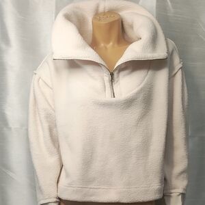 Free People‎ Cream Fleece Zip-Up